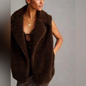 Anthropologie Pilcro Faux Fur Open Vest Brown - OS